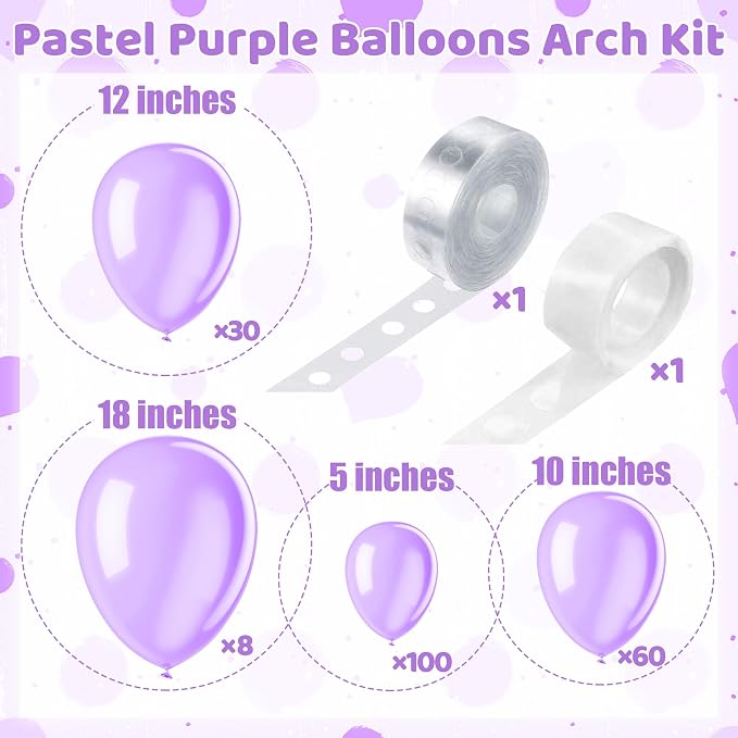 200 Pieces Pastel Purple Balloon Arch Kit Light Purple Balloons Lilac Balloon - Image 2