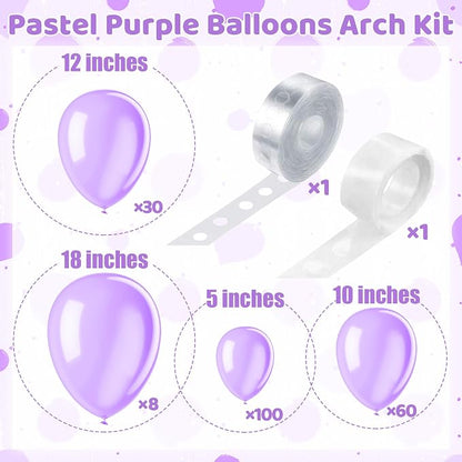 200 Pieces Pastel Purple Balloon Arch Kit Light Purple Balloons Lilac Balloon - Image 2