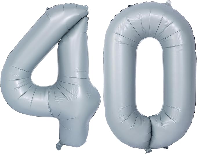 40 In Matte gray Number Balloon Helium Foil Mylar Birthday Balloon Digit 40 | by Exquisitehighqualitypartydecorationstomeetyoureveryneed%EF%BC%81