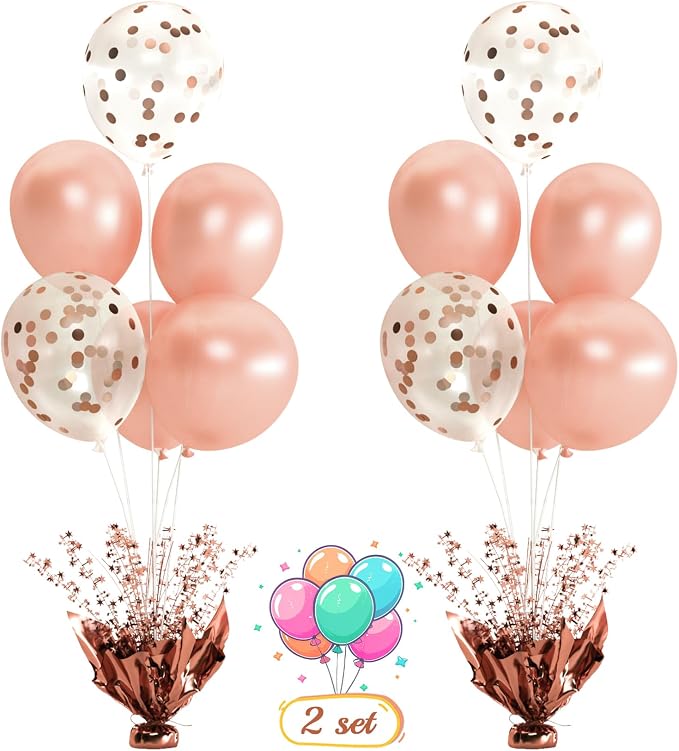 2 Set Rose Gold Christmas Table Balloons Foil Spray Table Centerpiece by Suppromo
