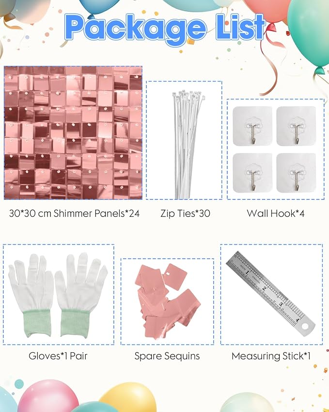 Rosegold Shimmer Wall Backdrop, 24 Panels, 6x4 Ft Photo Backdrop | wedding - Image 4