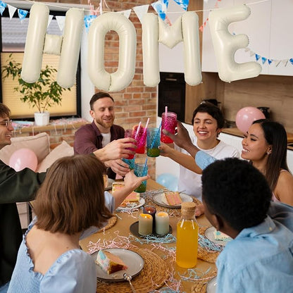 40 Inch Cream White HOME Balloon Banner – Large Ivory Alphabet Mylar Letter - Image 4