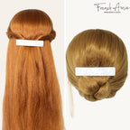 French Amie Oblong 3.5" Celluloid Handmade No Slip Hair Clip Barrette for Women, Made in France (Frost White)