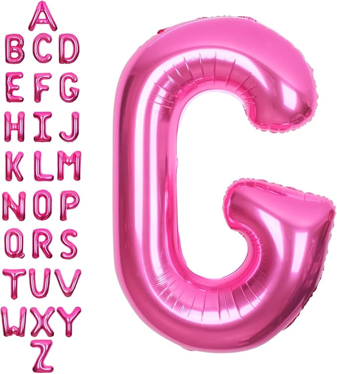 SUWEN 40 Inch Hot Pink Large G Letter Balloons Big Foil Helium Letter A-Z | by SUWEN