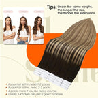 Full Shine Human Hair Tape in Extensions Color 2 Darkest Brown Ombre 8 Ash Brown Highlight with 27 Blonde Double Sided Tape in Hair Extensions 22Inch Long Seamless Skin Weft 50G 20Pcs