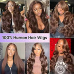 Chocolate Brown Lace Front Wigs Human Hair with Baby Hair 200 Density 13x4 Body Wave Lace Frontal Wigs Pre Plucked Hairline 4# Brown Wig 32 Inch