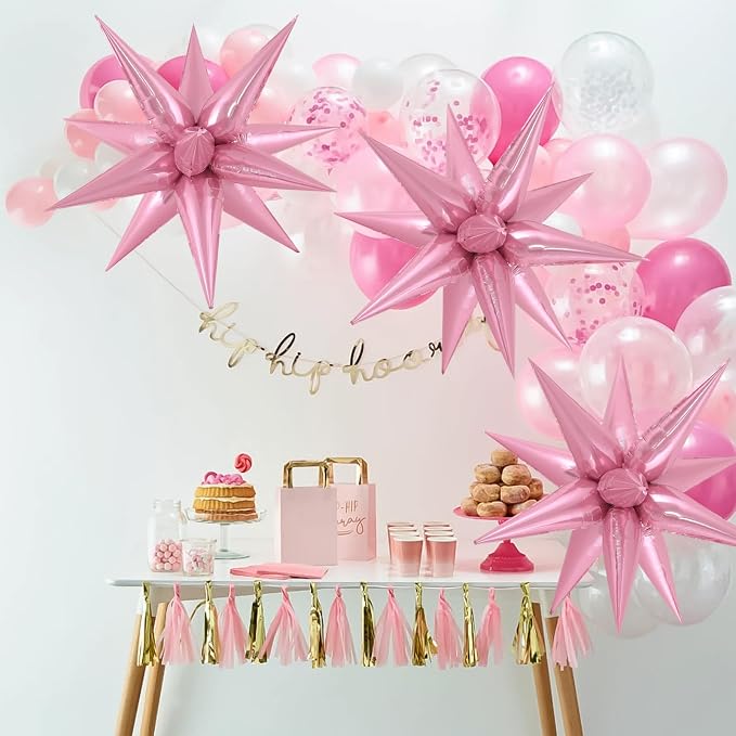 72 Pcs Star Balloons Foil Explosion Balloons Magic 12 Point Star Cone Balloon - Image 2