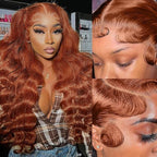 AMIRTY 200% Density Orange Ginger Lace Front Wigs Human Hair 13X4 HD Transparent Lace Front Wig Pre Plucked with BabyHair Chestnut Brown #33 Human Hair Wigs For Women Glueless Wigs