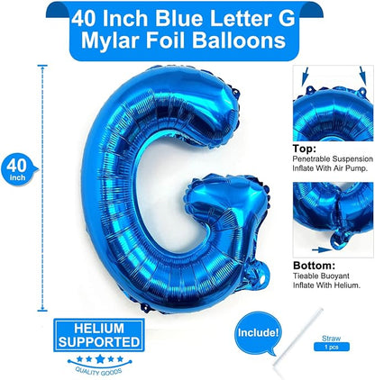 Lovoir 40 Inch Large Blue Letter G Balloons Big Size Jumbo Mylar Foil Helium - Image 2