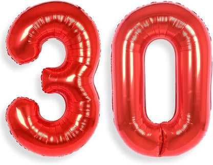 AULE 40 Inch Red 30 Balloon Number Foil 0-9 Birthday Big Numbers | Birthday by AULE