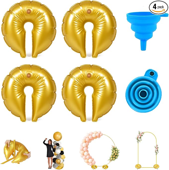 4 Pcs Water Weight Bags for Backdrop Stand, Slit Style Gold Balloon Arch Weights by Unknown