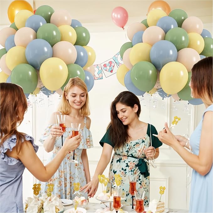 Sage Green Dusty Blue Yellow Balloons - Image 7