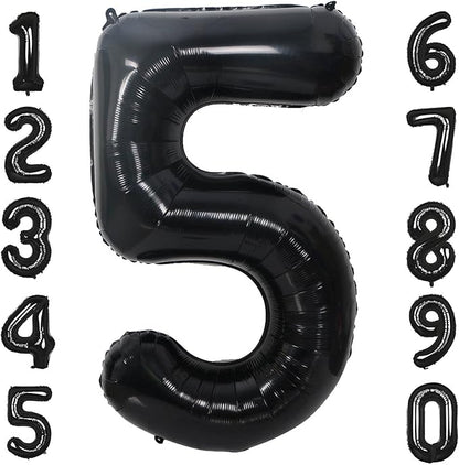 40 Inch Black Number 5 Balloons Helium Giant Black 5 Balloons by LHOAVWE