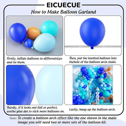Under The Sea Balloon Arch Kit -156Pcs Blue Teal Dusty Blue Orange Long Balloon - Image 3
