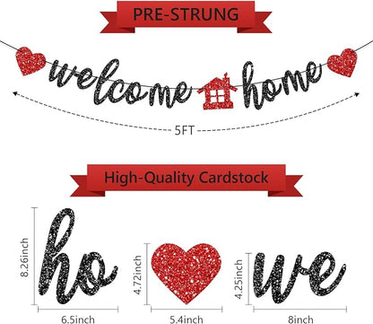 Pre-Strung Welcome Home Banner, Real Glitter Welcome Home Sign Decorations - Image 2