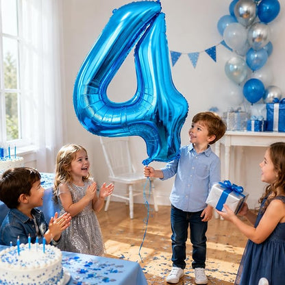 40 Inch Blue Number 4 Balloon, Giant Number Balloons, Birthday Decorations | - Image 5