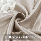 Adubor Silk Pillowcase 2 Pack for Hair and Skin with Hidden Zipper, Both Sides 23 Momme Silk Pillow Case (Beige, Standard: 20''x26'')