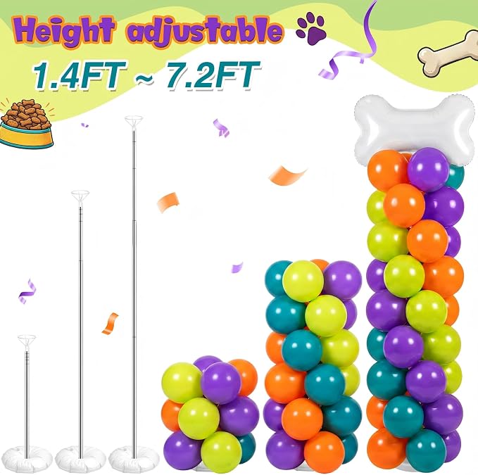 Jenaai 2 Set 163 Pcs Cartoon Dog Birthday Party Balloon Column Stand Kit | Dog - Image 4