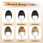 NAYOO Bangs Hair Clip - Light Brown Fake Bangs 100% Real Human Hair Extensions French Bangs for Women Fringe with Temples Hairpieces Curved Bangs for Daily Wear(Light Brown, French Bangs)