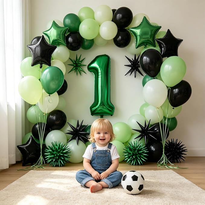 TONIFUL 1st Birthday Balloons Kit 40 Inch Dark Green Large Number 1 Balloon | - Image 6