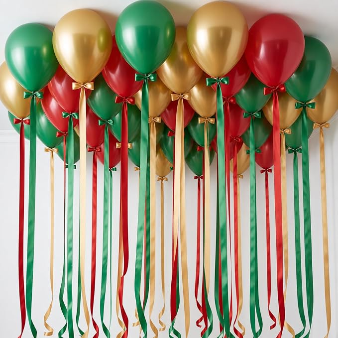 30 Pcs 18in Red Green Gold Latex Balloons by Unknown