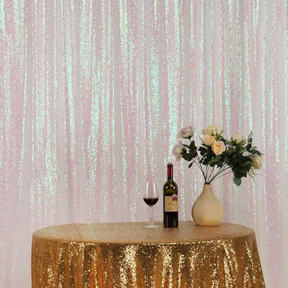 Iridescent White Sequin Backdrop Curtain 10FTx10FT | Glitter Sequence Drapes - Image 3