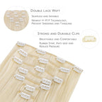 WENNALIFE Clip in Hair Extensions Real Human Hair, 14 Inch 120g 7pcs Platinum Blonde Hair Extensions Clip in Human Hair Remy Clip in Hair Extensions Real Human Hair Double Weft