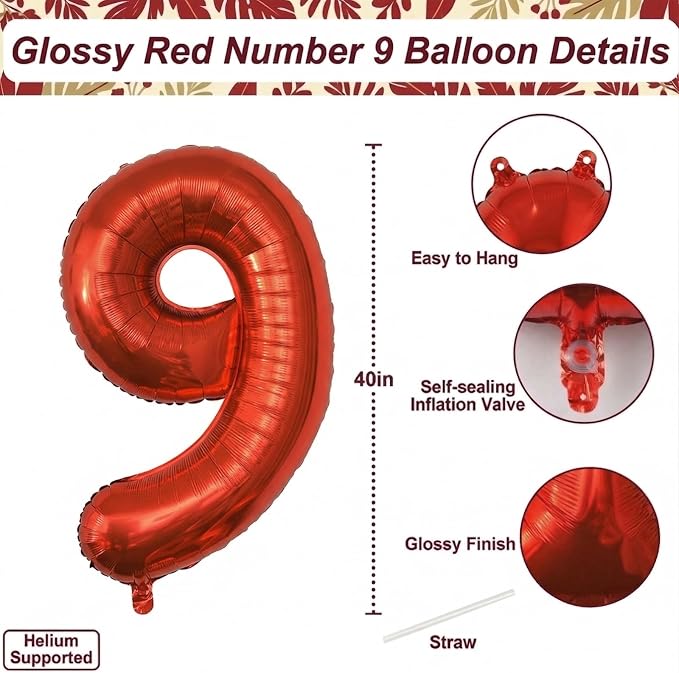 Red Number 19 Balloon 40 Inch, Foil Numeral - Image 4