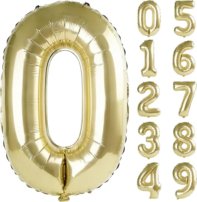 40 Inch Number 0 Balloons for Birthday Party Decorations, 0-100 Champagne Gold by FOBELEC