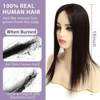 Hair Toppers for Women Real Human Hair, 3x5 Inch Injected Silk Base No Bangs 18 Inch Length 130% Density Hairpieces #1C Natural Black (Subtle Red Undertones in Sunlight)