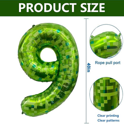 Green Number Balloons, Gaint Green Pixel Number 9 Balloon 40 Inch Dark green 9 - Image 2