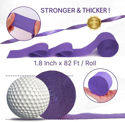 PartyWoo Silver Purple Lilac White Crepe Paper Streamers 6 Rolls 492 FT | - Image 6