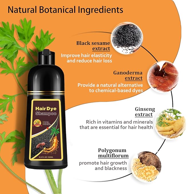 Hair Dye Shampoo Blonde Brown, 3 in 1 Long-Lasting Hair Color Shampoo with Herbal Ingredients, Instant Natural Color, Easy Application at home for Women Men 16.9 Fl Oz