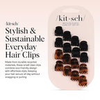 Kitsch Mini Claw Clips for Women - Stylish Small Hair Clips for Kids | Stays In Place Without Pulling or Snagging | Durable & Sturdy Plastic | Ideal Gifts for Women - Tortoise & Black, 16 Pcs