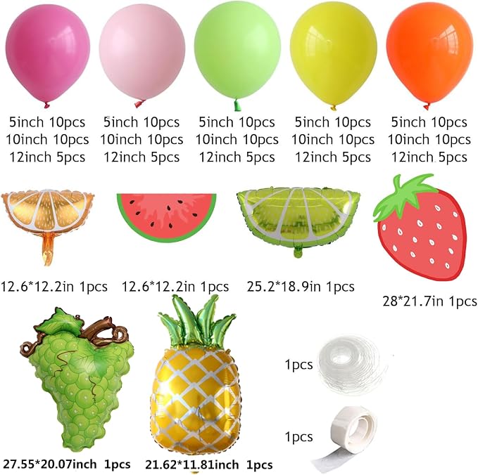 Fruit Balloon Garland Arch Kit Pink Rose Red Yellow Green Orange Balloons | - Image 2