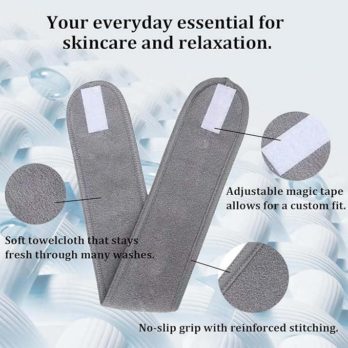 4 Pack Adjustable Makeup Headbands – Non-Slip Spa & Facial Hair Wrap, Washable Headband for Shower, Yoga, Gym, Salon & Home Use (Fits All),HZFD-BA