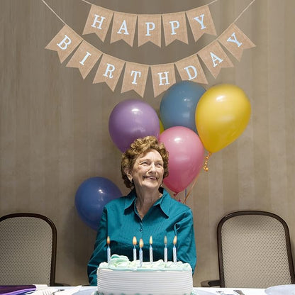 Uniwish Happy Birthday Burlap Banner Neutral Birthday Party Decorations | - Image 5