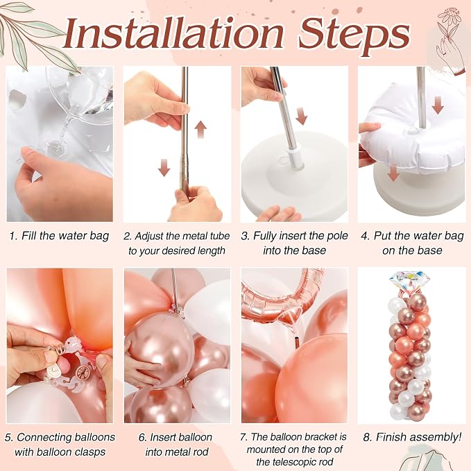 Seematn 2 Set Diamond Ring Balloon Column Stand Kit - Image 4