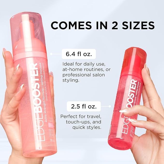 Style Factor EDGE BOOSTER Extra Strength Setting Mousse – Frizz Control, Extra Volume, and Conditioning – 6.4oz Morganite Mousse for Curly Hair