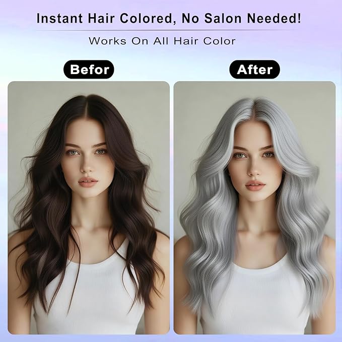 Gray Hair Spray, Temporary Hair Color Spray for Kids Women Men, Gray Hair Wax Dye, Temporary Hair Dye, Washable & Non-Sticky Hair Color Dye Pomades Natural Hair Dye for Party,Holloween,Cosplay(Gray)