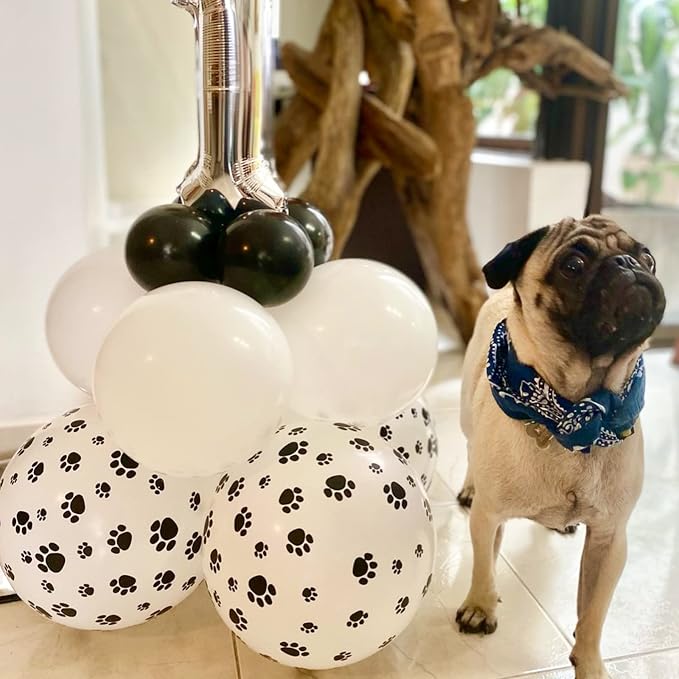 PartyWoo Paw Latex Matte Balloons 50pcs White Balloons Helium 12 Inch | Dog - Image 3