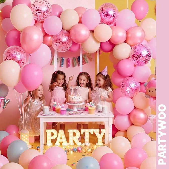 PartyWoo Pink and Gold Balloons 66pcs Metallic Gold Pearl Hot Pink Balloons | - Image 7