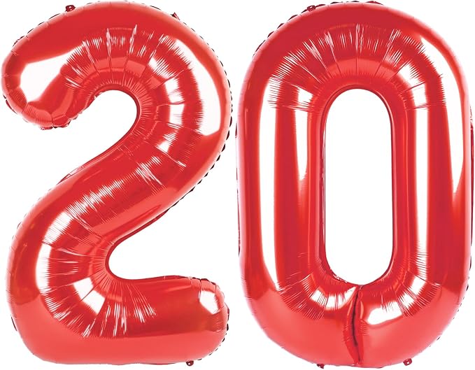 20 Balloon Number 40 Inch Red Balloons by Mluchee