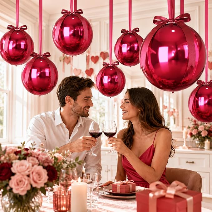 Burgundy Red Round Foil Balloons - Image 7