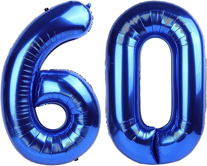 60 Balloons Number for 60th Birthday Decorations Women Men, Dark Blue | 40In by Mluchee