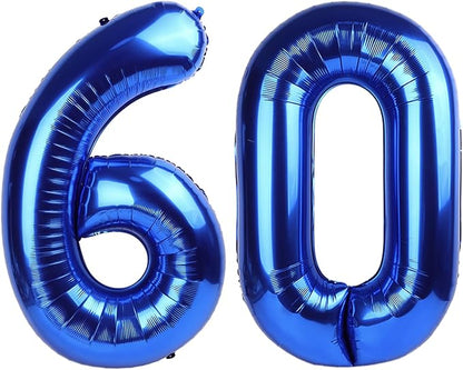 60 Balloons Number for 60th Birthday Decorations Women Men, Dark Blue | 40In by Mluchee