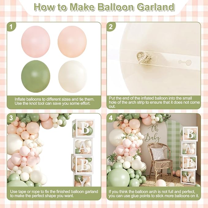 CROSSFINGERS Pink and Sage Green Wildflower Baby Shower Decorations | 132Pcs - Image 7