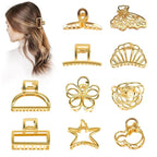 Gold Hair Clips for Women, 10 Pcs Small Gold Claw Clips for Women and Girls, Mini Metal Hair Accessories