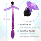 SEGO 1PCS/2PCS Helmet Pigtail Braids with Detachable Suction Cup Bowknot Ponytail Hair Many Colors (Helmet not Included)