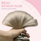 PINKPEARL Clip in Hair Extensions Real Human Hair, 22 Inch 120g 7pcs #1000 Gray Blonde Human Hair Extensions Clip Ins, Remy Hair Clip ins(#1000-22)